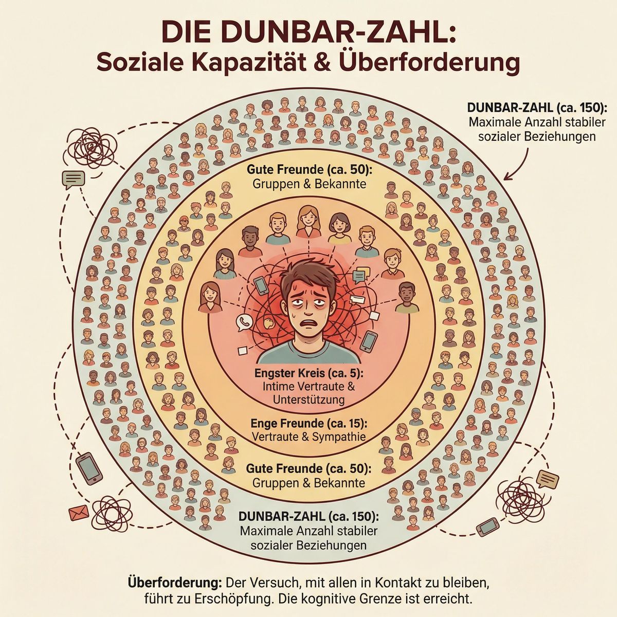An image related to: n Vertrauten. Du versuchst, mit allen in Kontakt zu bleiben, aber fühlst dich ü