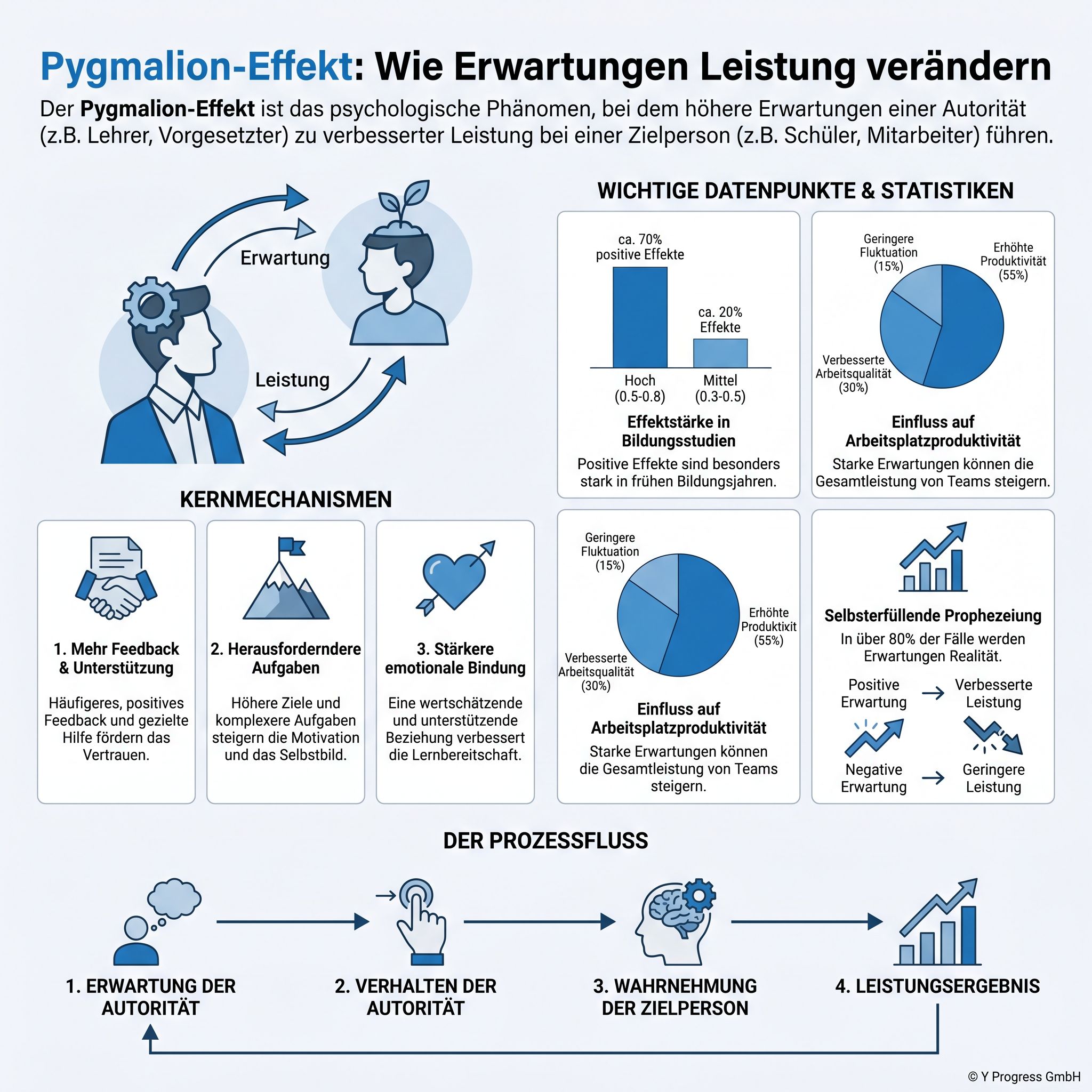 Erstelle eine professionelle Infografik über den Pygmalion-Effekt für den Artikel 